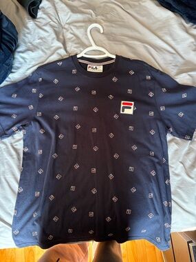 Fila Navy Short Sleeve Tee with Red & White Logo Patch